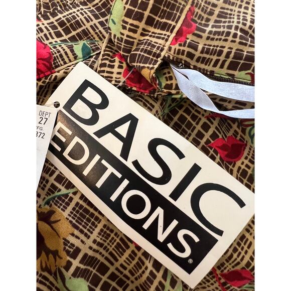 Vintage 80s Floral rayon skirt Brown & Red Poppy Print - Picture 4 of 5